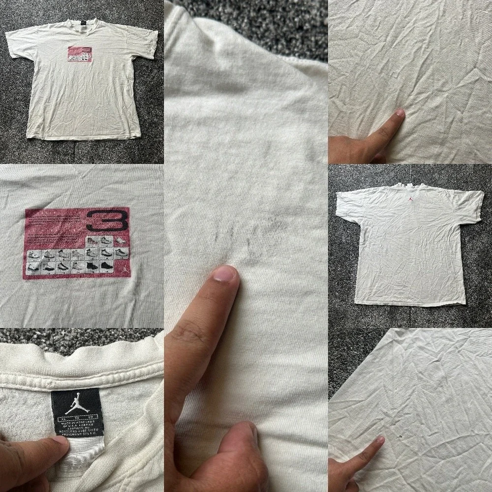 Vtg  Jordan Shirt Mens L White Crew Neck Short Sleeve Air Jordan 3 Graphic Print